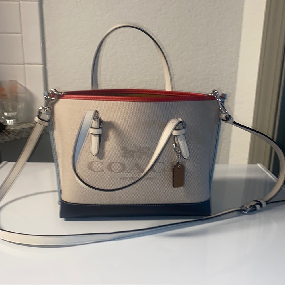 Coach Cream and Red Satchel